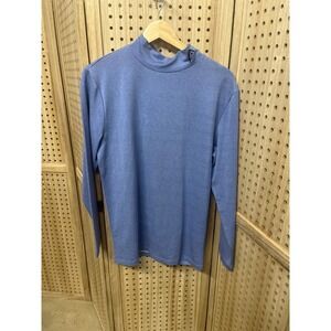 Head Mens Mock Neck Long Sleeve Athletic Shirt Heather Blue Medium RN117927